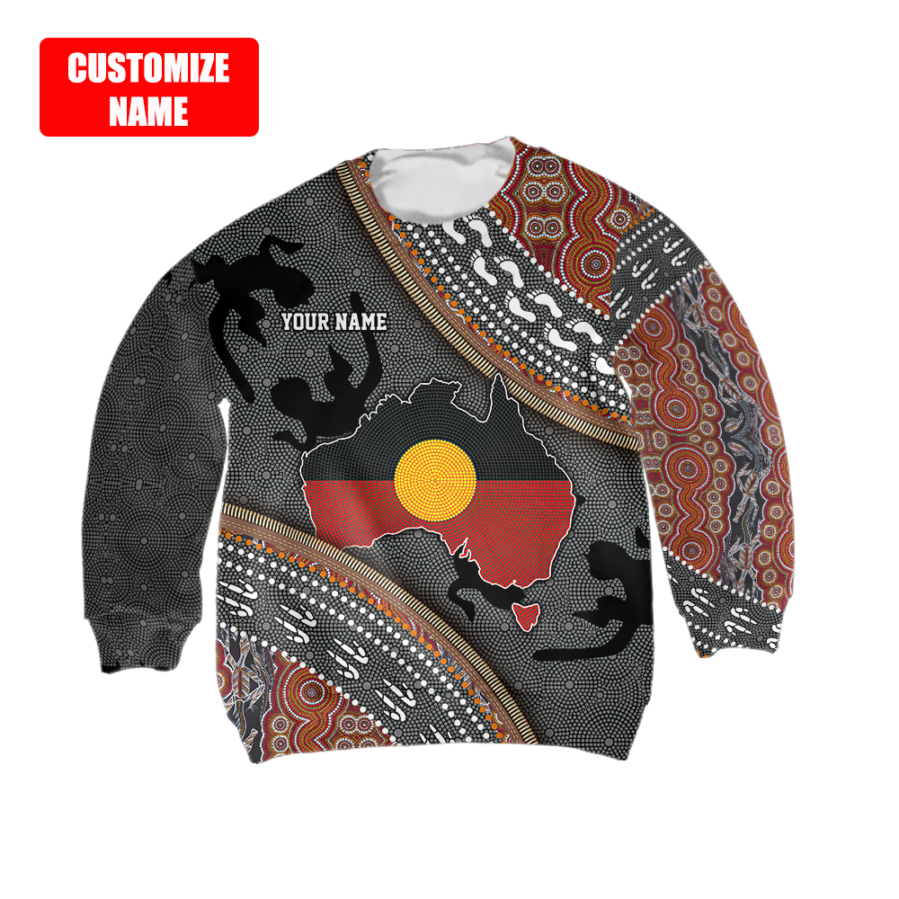 Custom name Aboriginal dots Zip pattern 3D design printed shirts for Kids