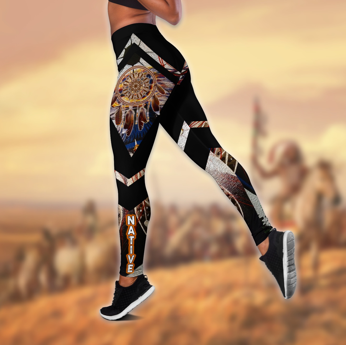 Native American 3D All Over Printed Legging + Hollow Tank