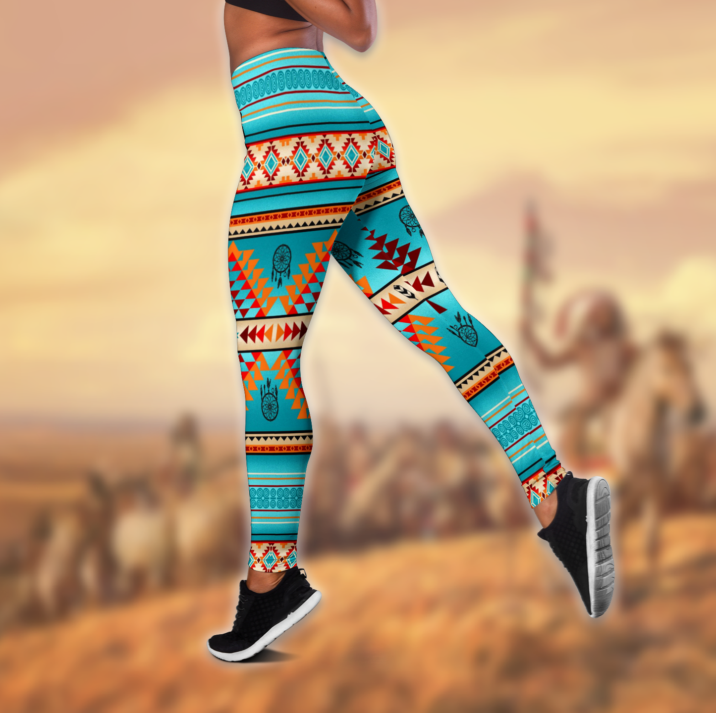 Native American 3D All Over Printed Legging + Hollow Tank