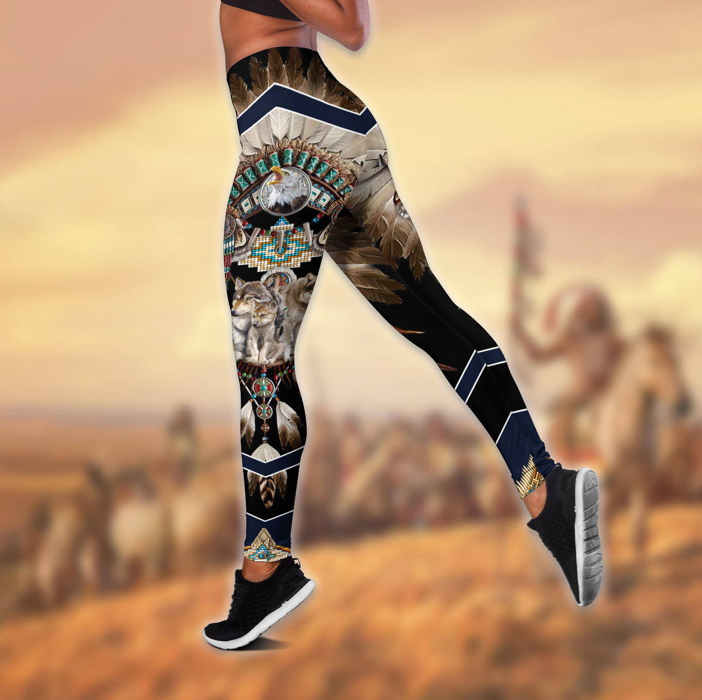 Native American 3D All Over Printed Legging + Hollow Tank