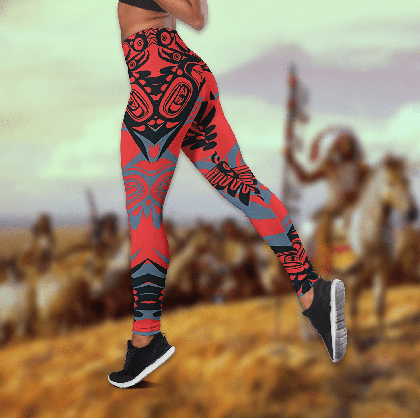 Native American 3D All Over Printed Legging + Hollow Tank