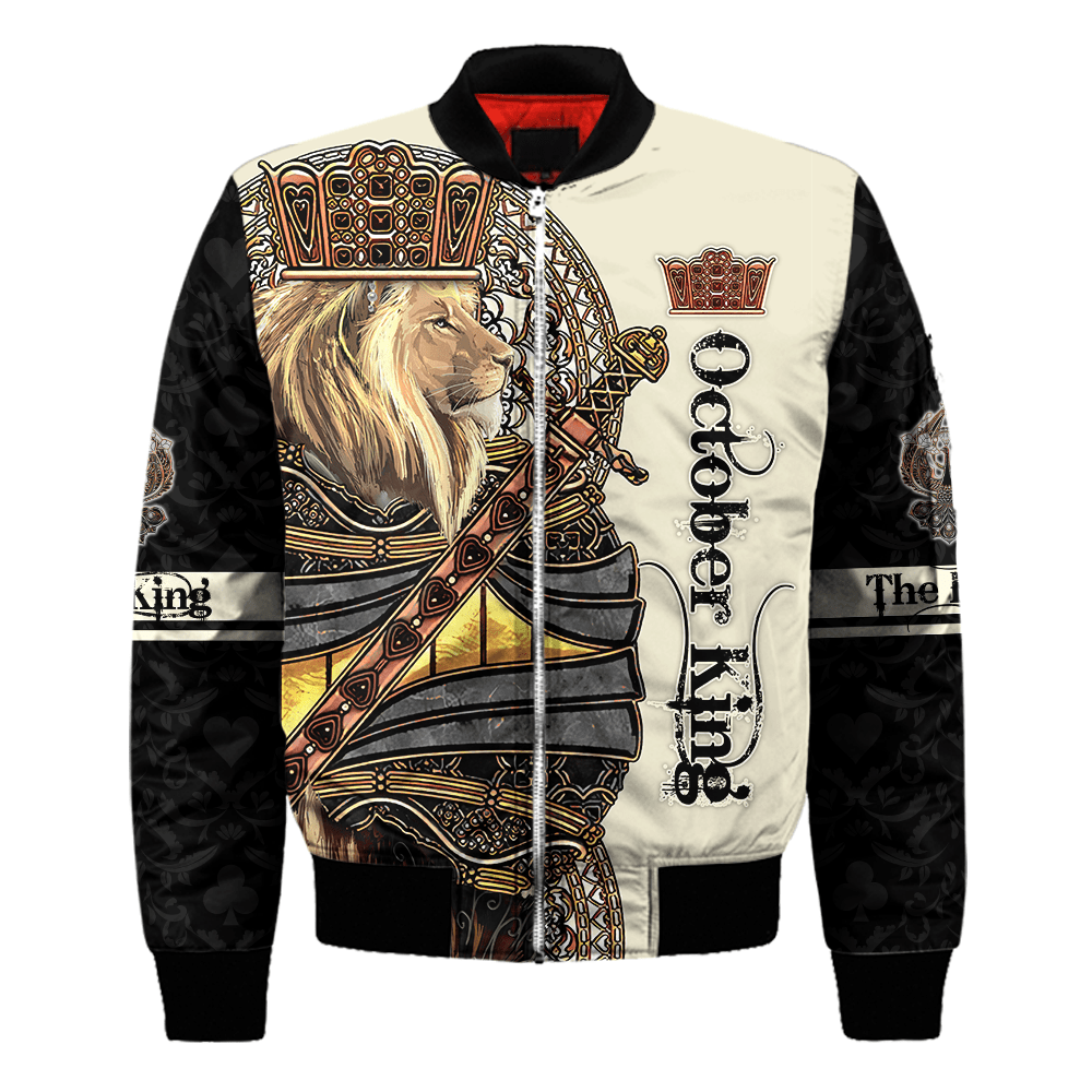 October Black King Lion 3D All Over Printed Unisex Shirts