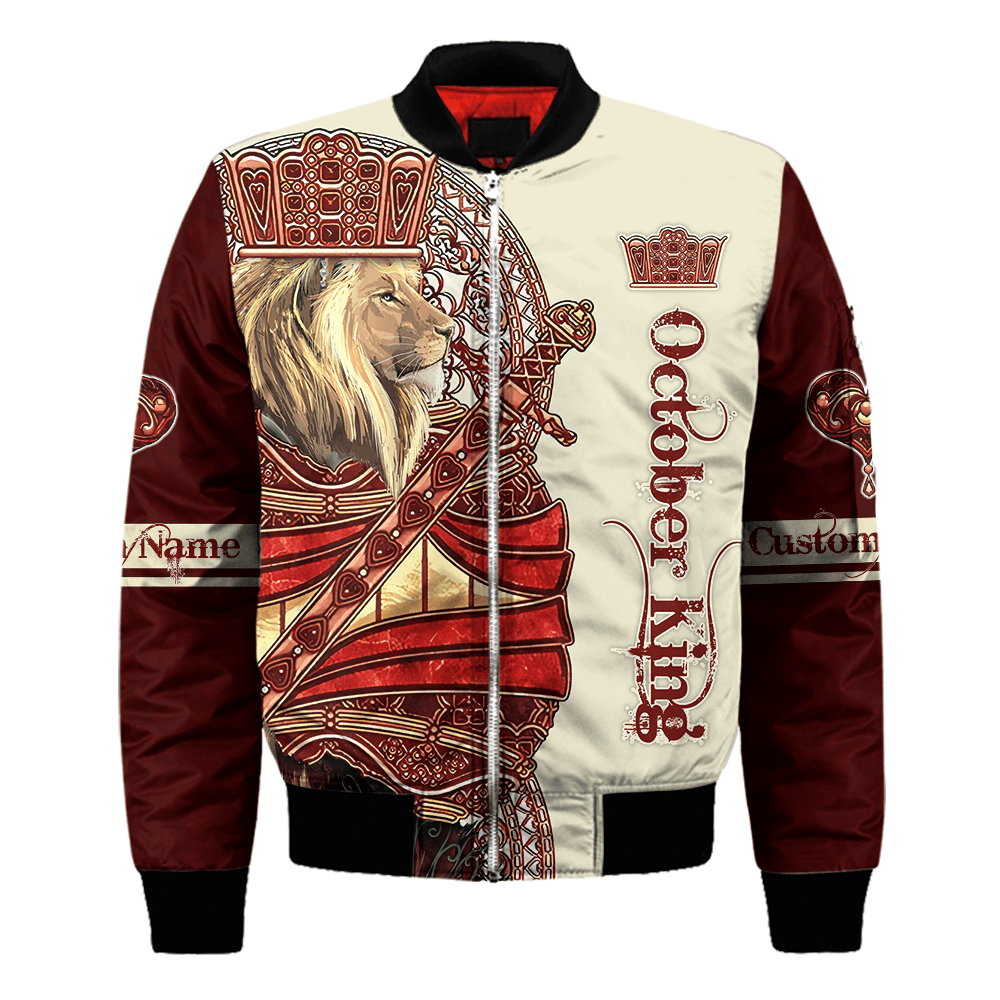 Custom Name October King Lion 3D All Over Printed Unisex Shirts