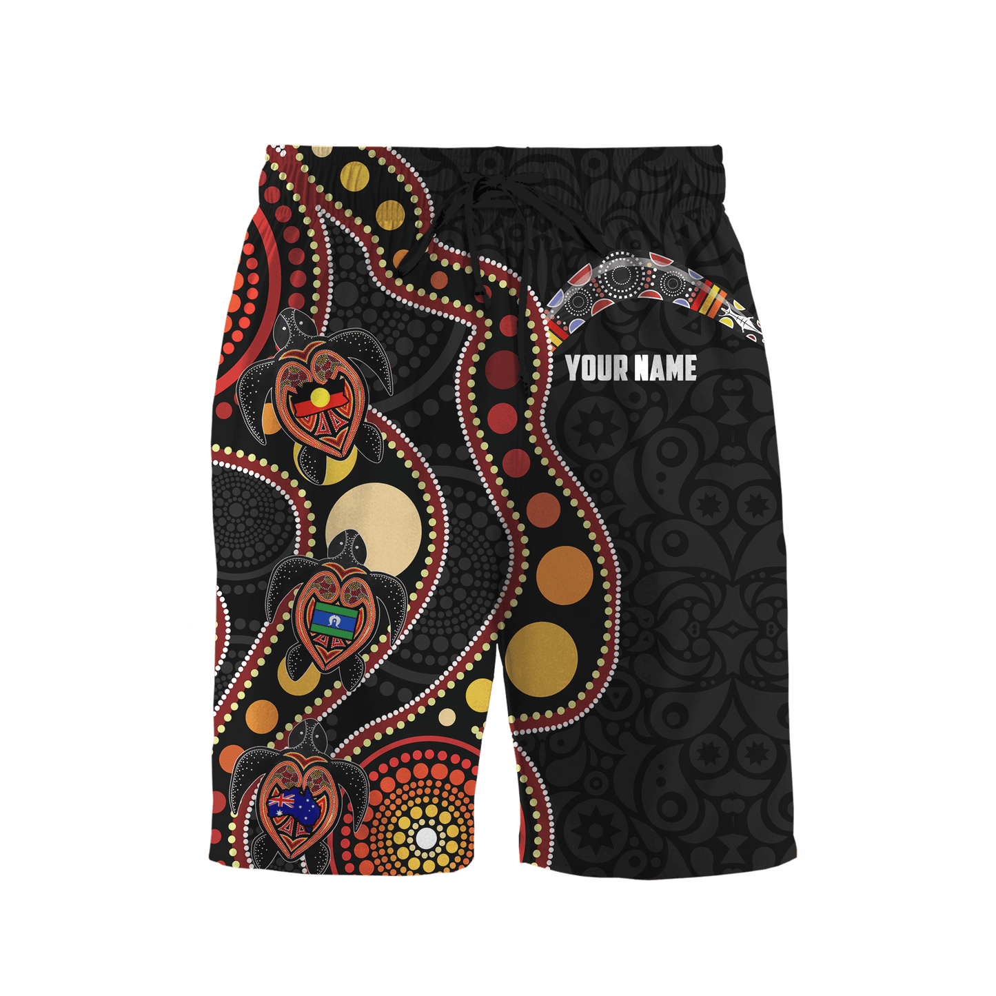 Custom name Aboriginal turtles circle dots 3D design printed Combo T-Shirt BoardShorts