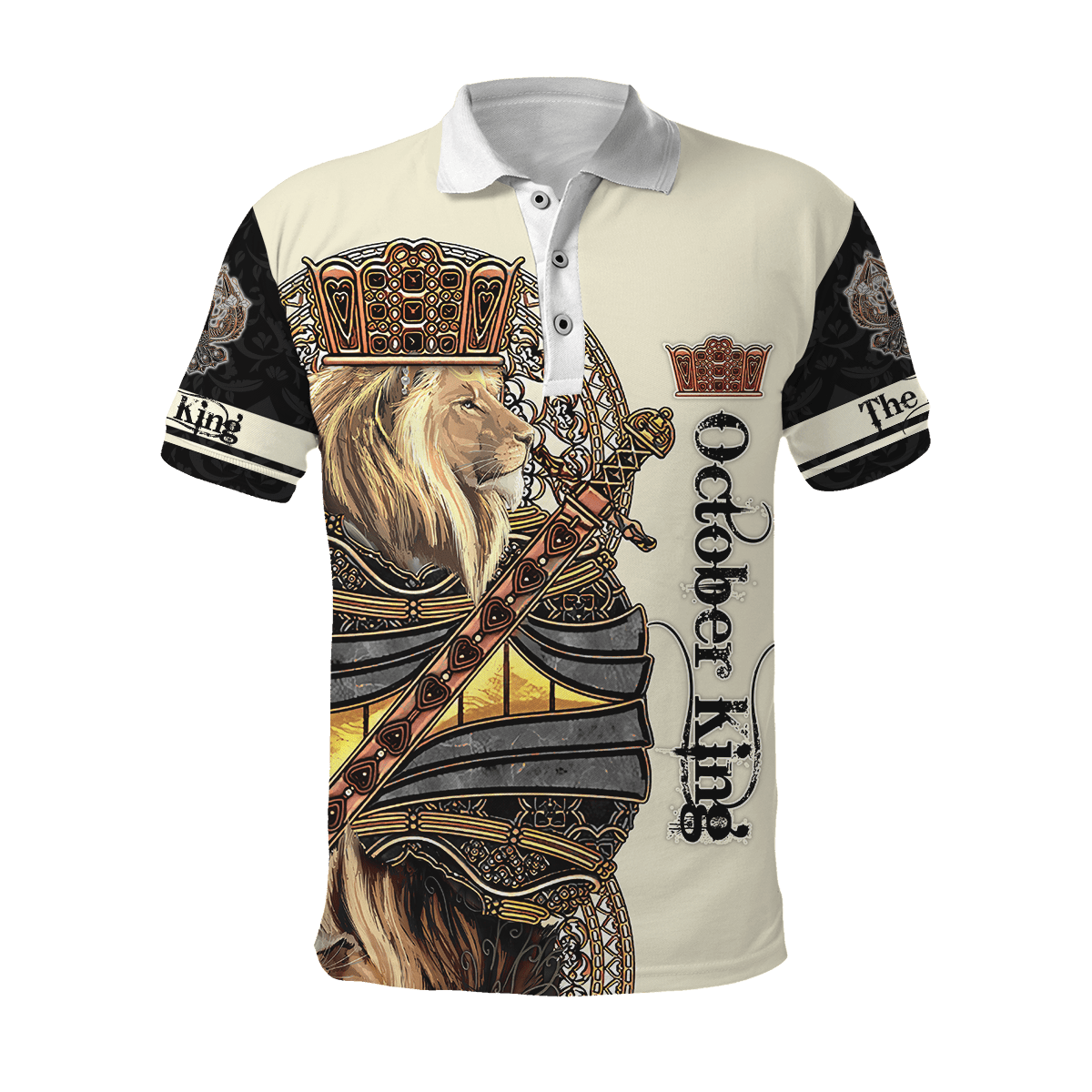 October Black King Lion 3D All Over Printed Unisex Shirts