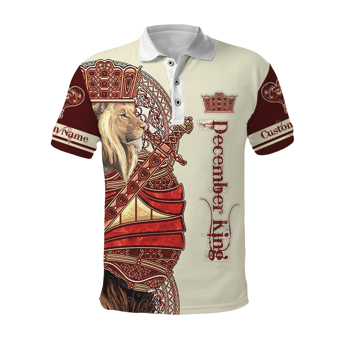 Custom Name December King Lion 3D All Over Printed Unisex Shirts