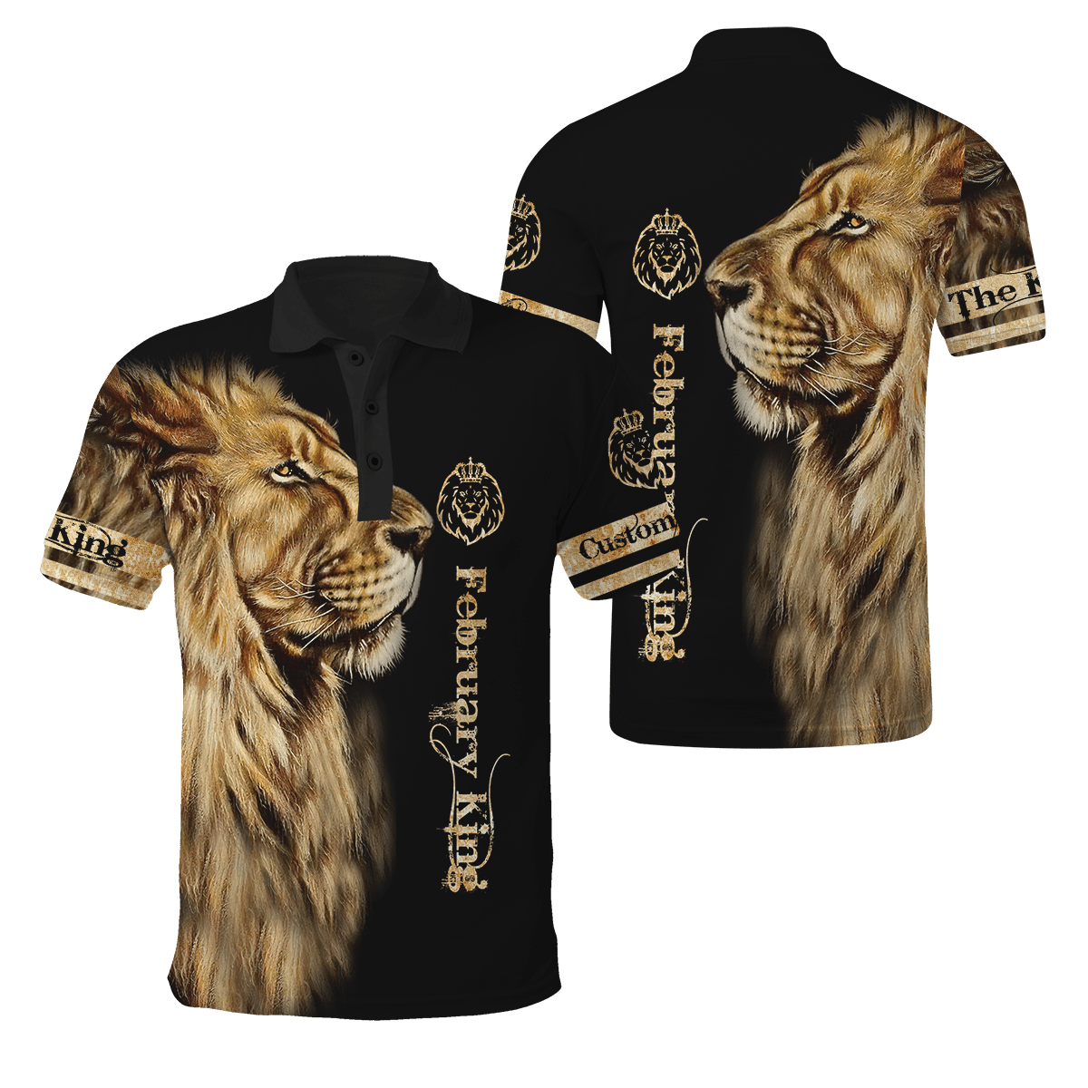 Custom Name February King Lion 3D All Over Printed Unisex Shirt