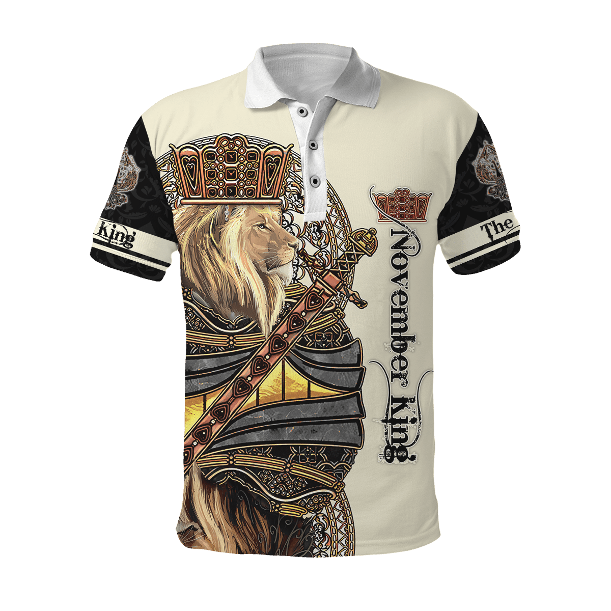 November Black King Lion 3D All Over Printed Unisex Shirts