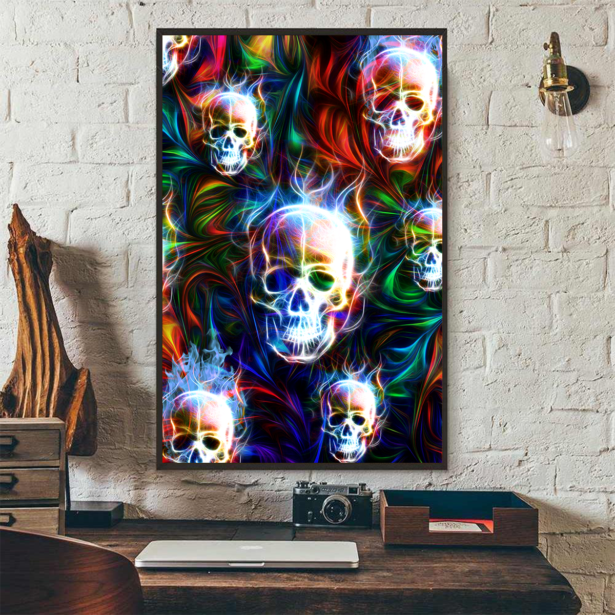 Skull Poster Vertical 3D Printed