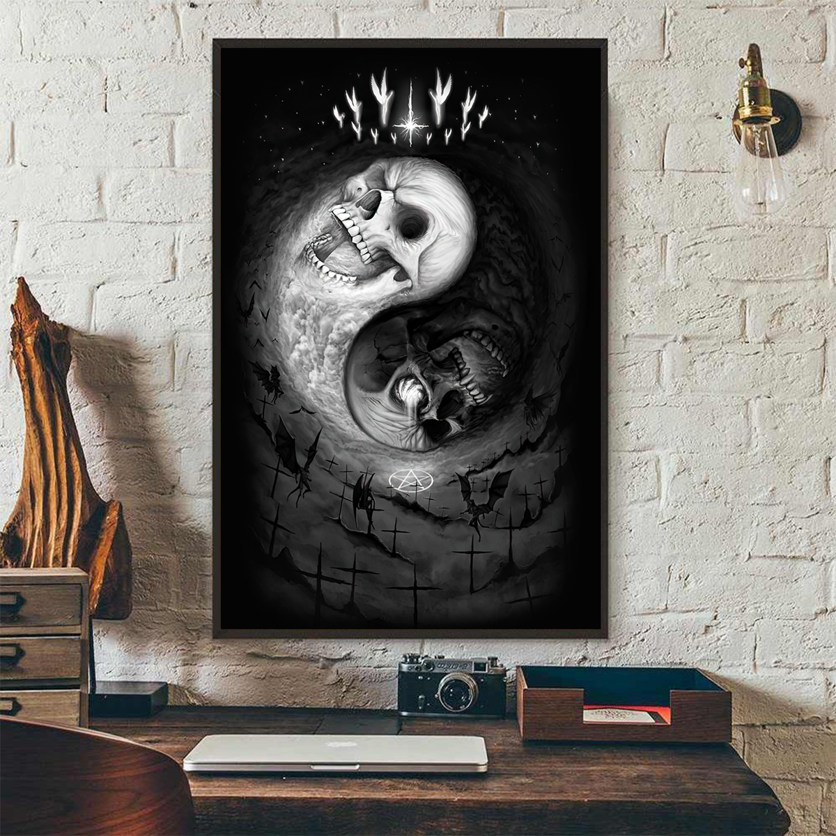 Skull Poster Vertical 3D Printed