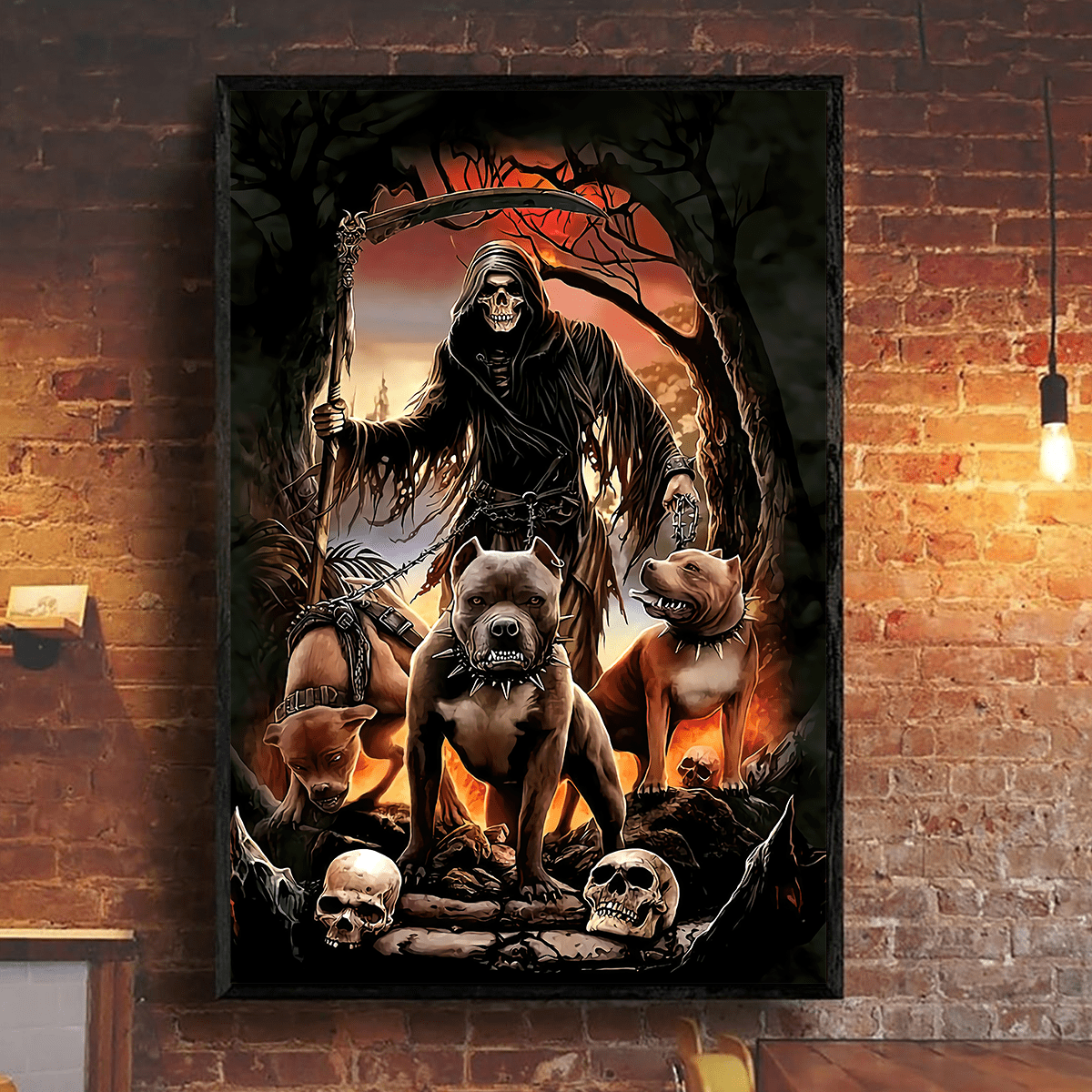 Skull And Pitbull Poster Vertical 3D Printed