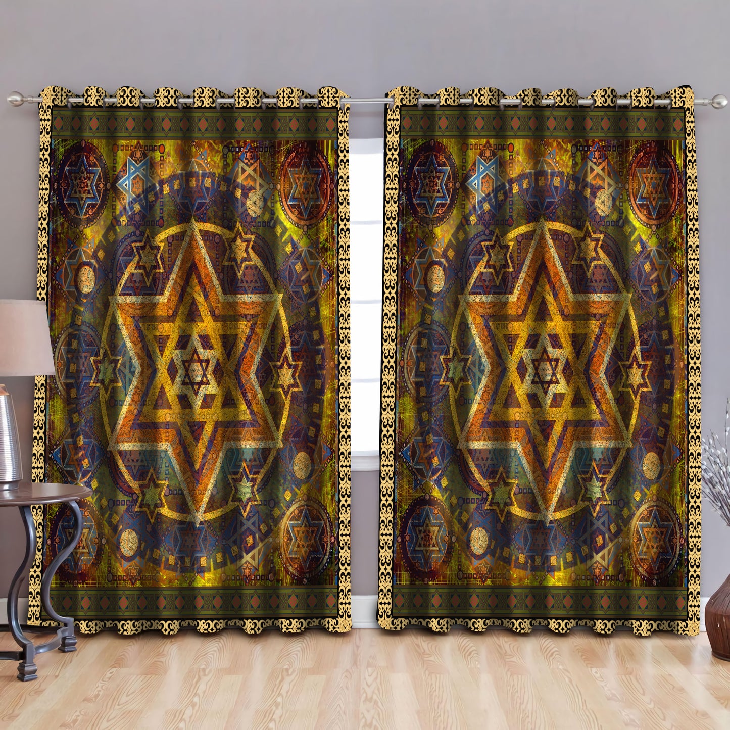 Six Pointed Wicca Art Curtains Window Pi081004S3