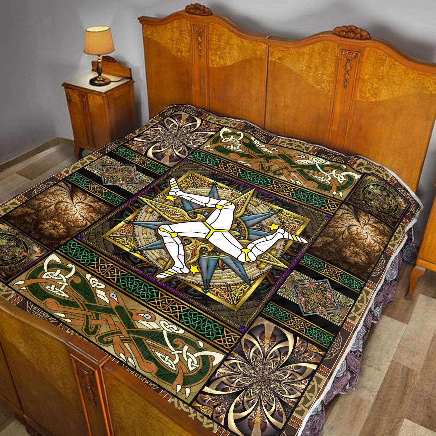 Celtic Compass 3D All Over Printed Quilt