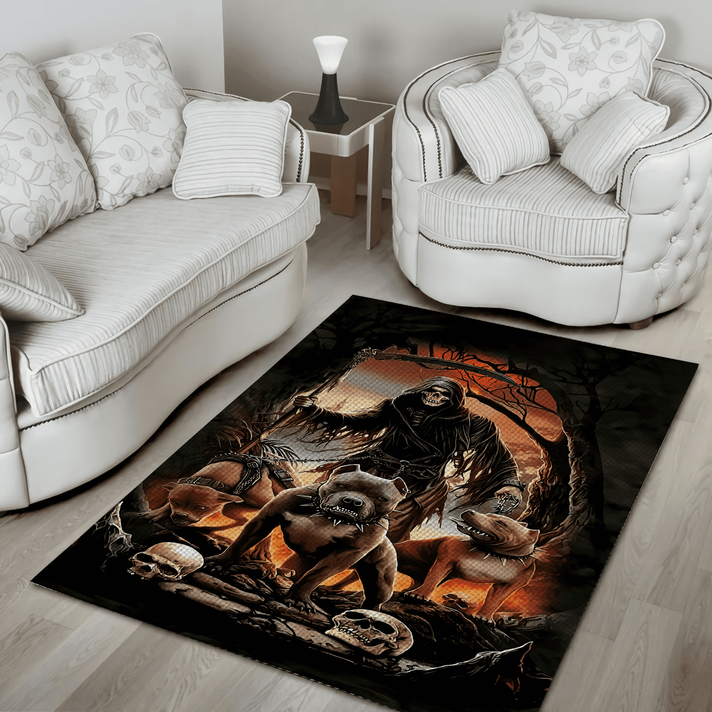 Skull And Pitbull Rug
