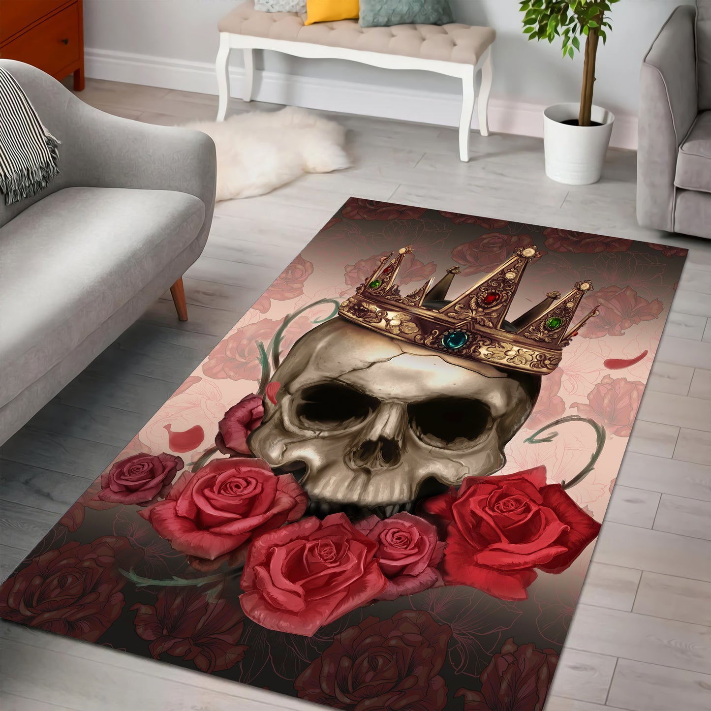 Real King Skull Premium Rug