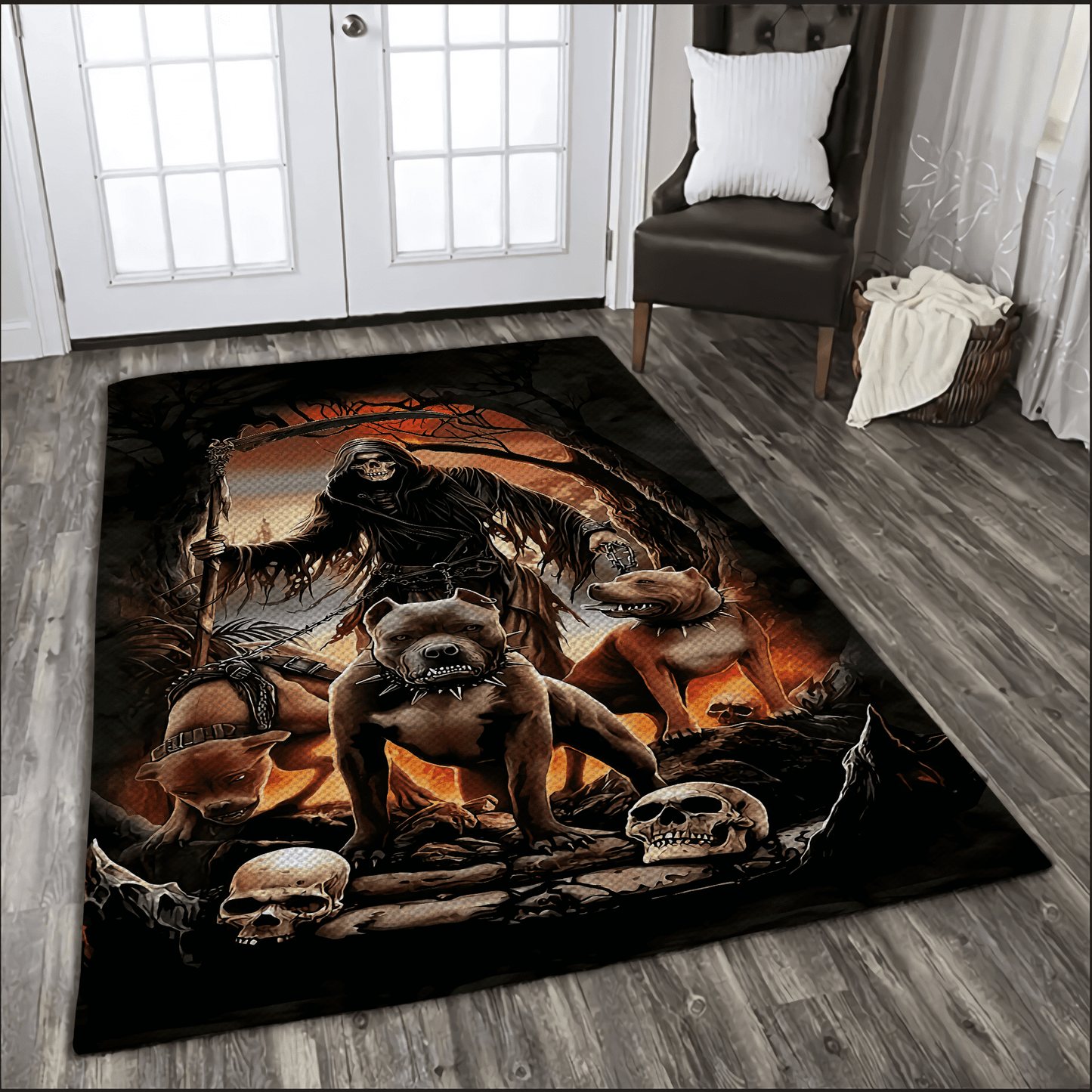 Skull And Pitbull Rug