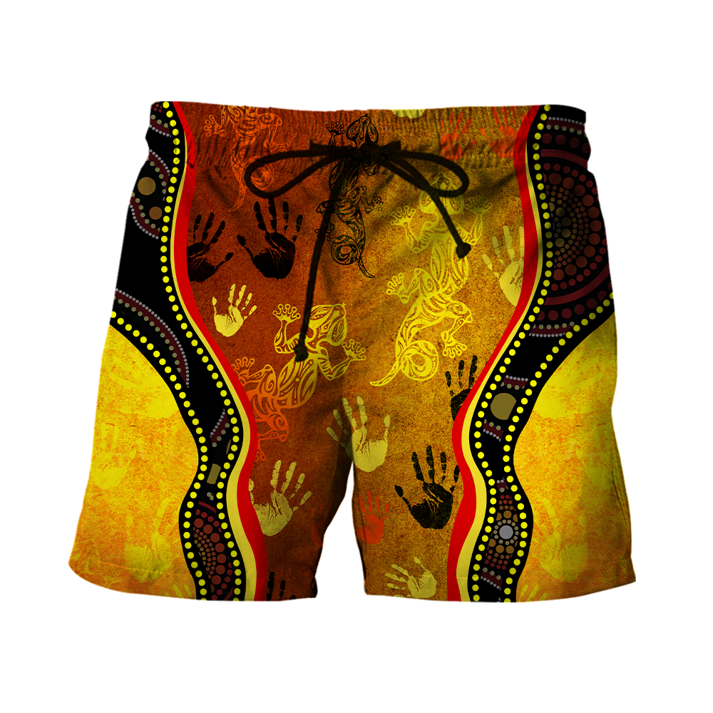 Aboriginal Australia Rock Painting Hand Lizard Art Golden Style shirts for men and women TR2606204S-Apparel-Huyencass-Shorts-S-Vibe Cosy™