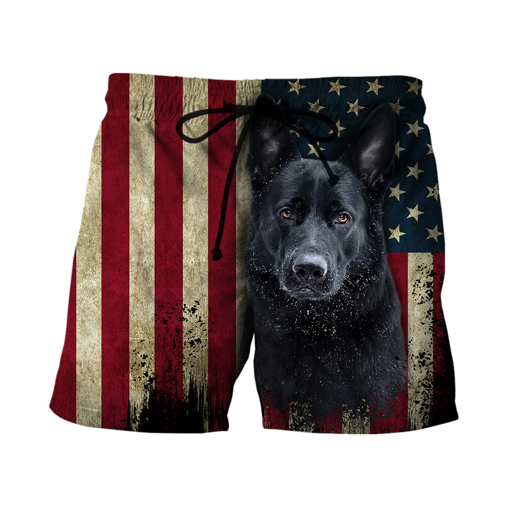Black German Shepherd American Flag 3D All Over Print Hoodie