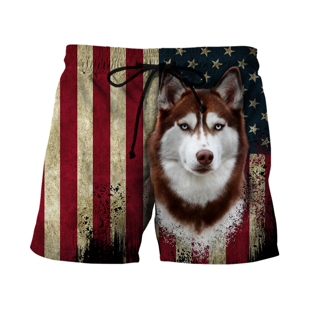 Husky Siberian American Flag 3D All Over Print Hoodie