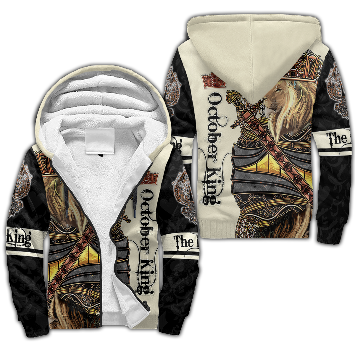 October Black King Lion 3D All Over Printed Unisex Shirts