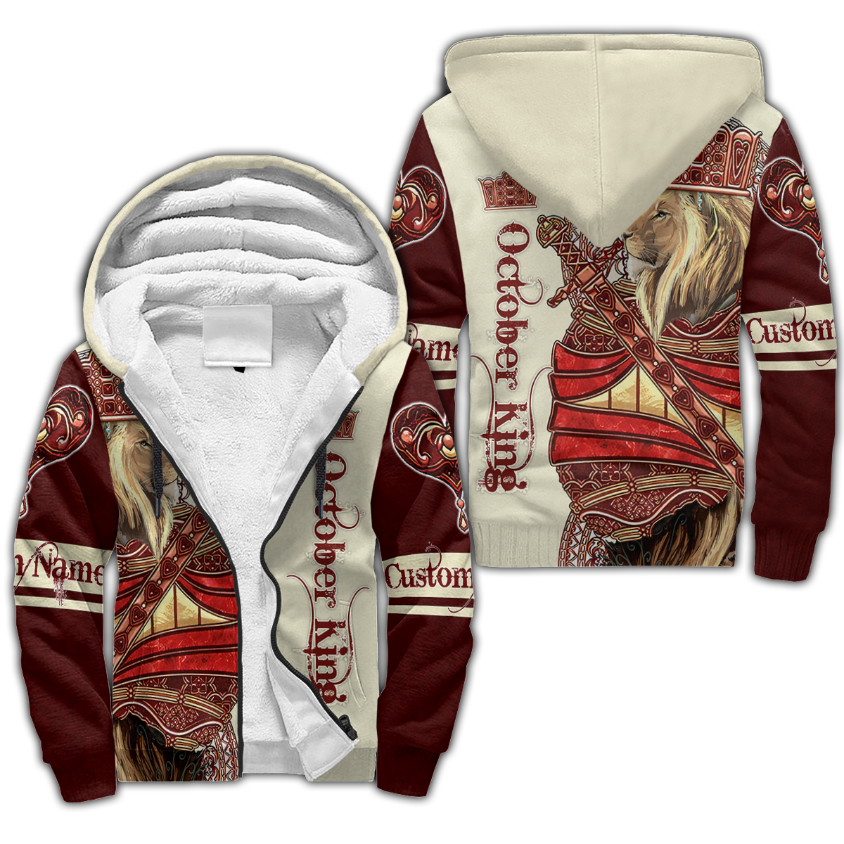 Custom Name October King Lion 3D All Over Printed Unisex Shirts