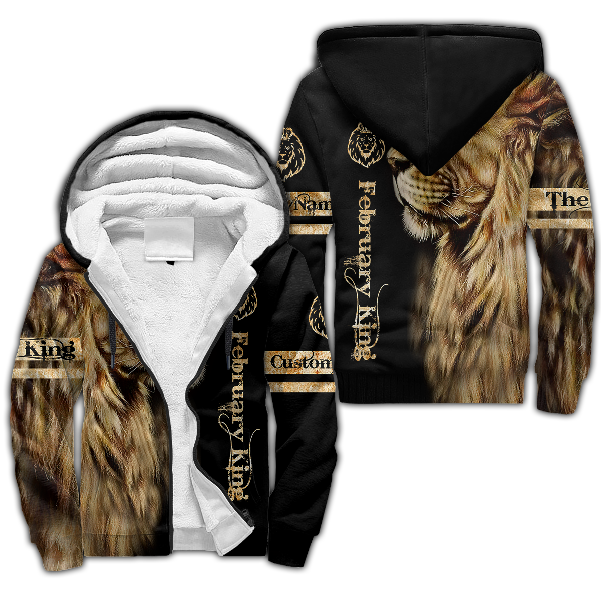Custom Name February King Lion 3D All Over Printed Unisex Shirt