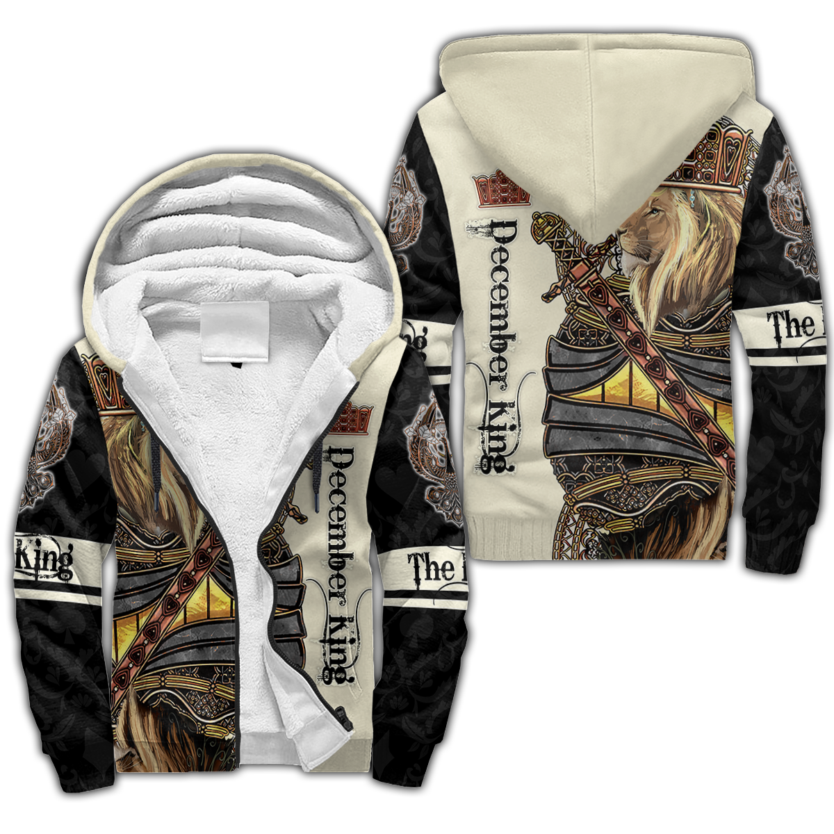 December Black King Lion 3D All Over Printed Unisex Shirts