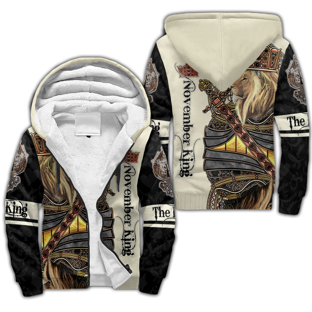 November Black King Lion 3D All Over Printed Unisex Shirts