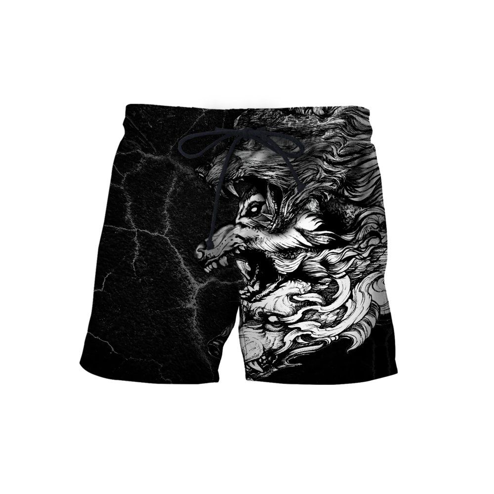 Three Gray Wolfs Tattoo 3D Over Printed Unisex Shirts