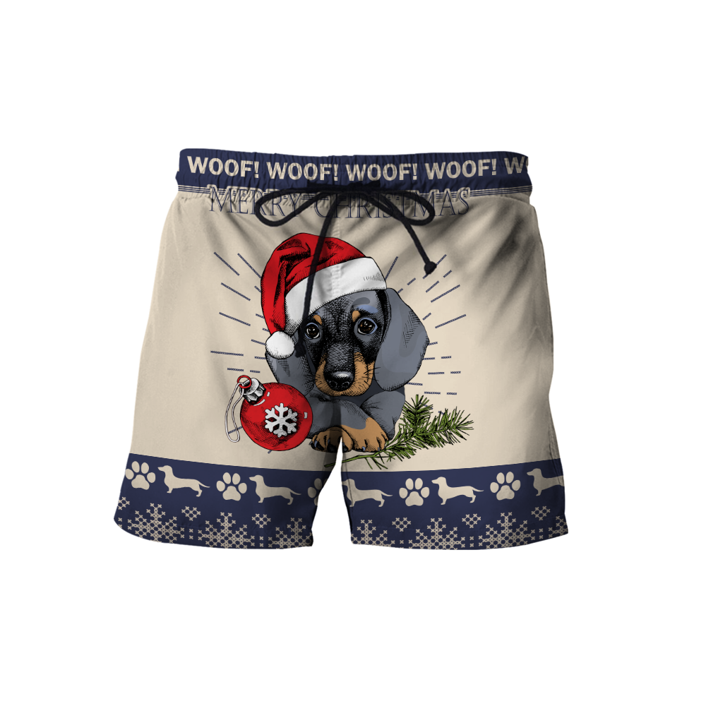 Premium Christmas Dachshund Dog Blue Unisex Shirts