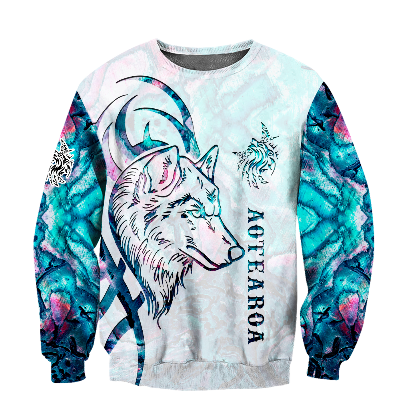Paua shell wolf tattoo 3d all over printed shirt and short for man and women-Apparel-PL8386-Sweatshirt-S-Vibe Cosy™