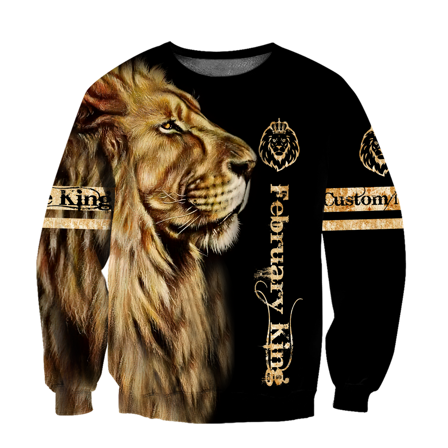 Custom Name February King Lion 3D All Over Printed Unisex Shirt
