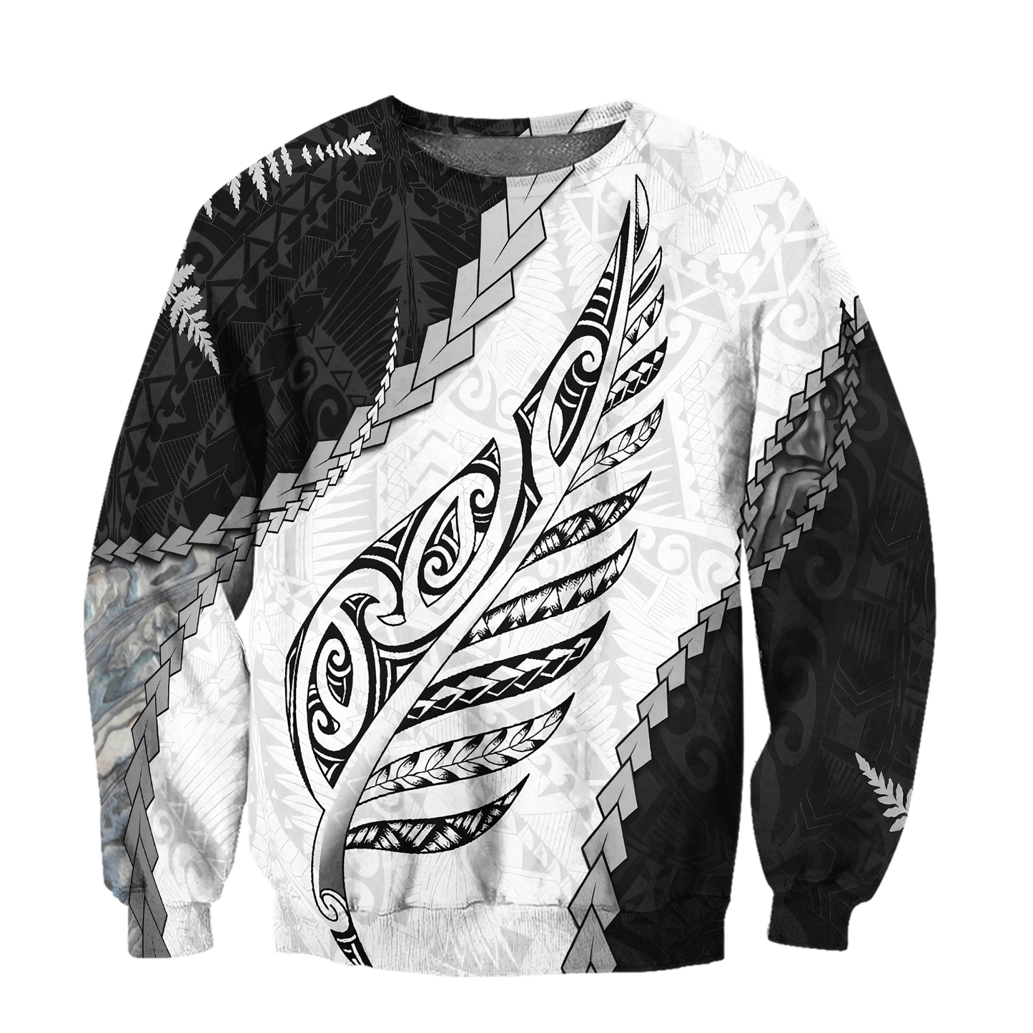 Paua Shell Maori Silver Fern 3d all over printed shirt and short for man and women-Apparel-PL8386-Sweatshirt-S-Vibe Cosy™