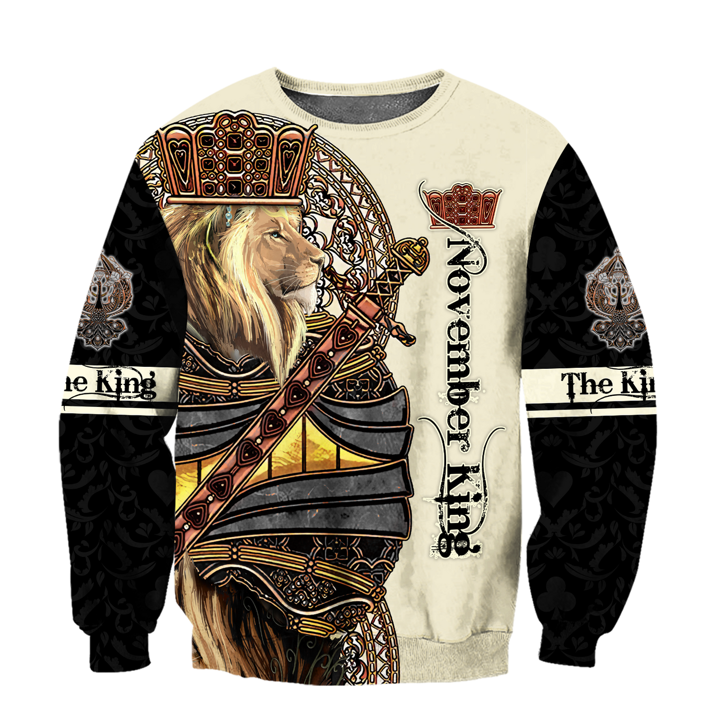 November Black King Lion 3D All Over Printed Unisex Shirts