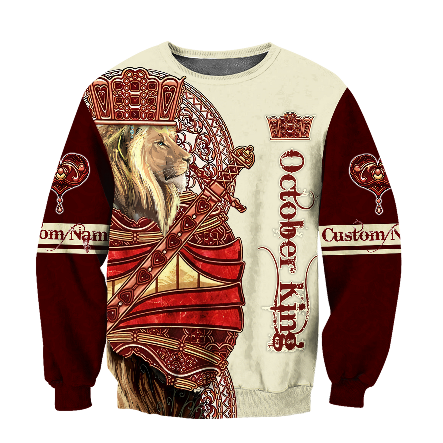 Custom Name October King Lion 3D All Over Printed Unisex Shirts