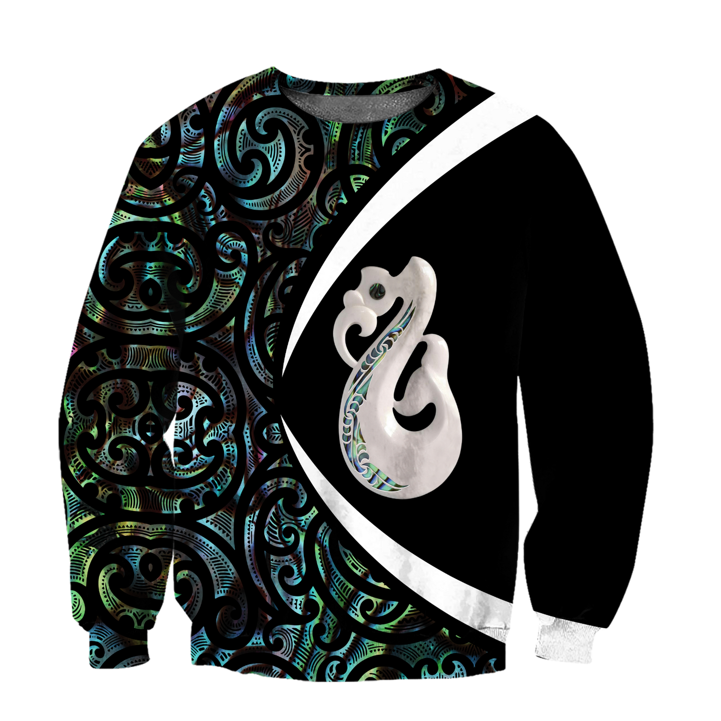 Aotearoa Manaia Silver Fern Paua Shell 3d all over printed shirt and short for man and women-Apparel-PL8386-Sweatshirt-S-Vibe Cosy™