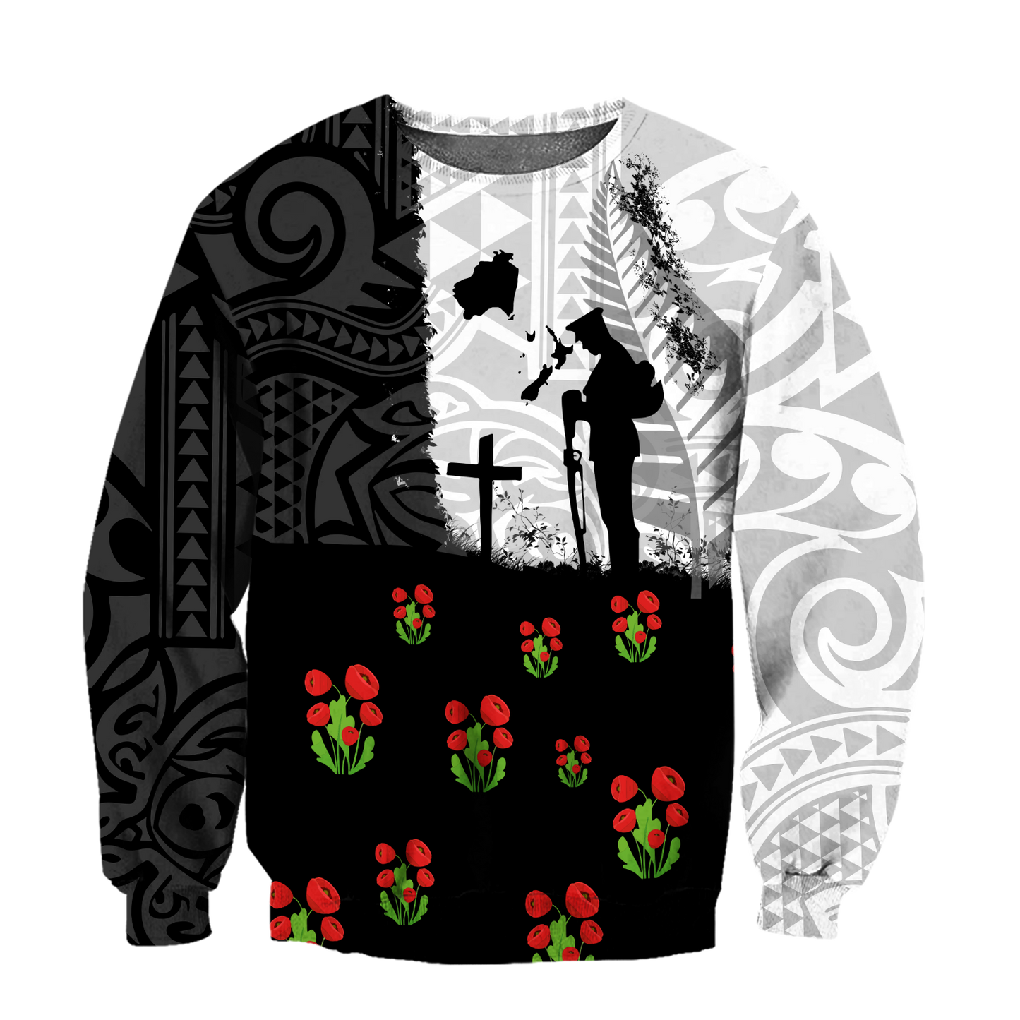 Anzac day new zealand australia lest we forget 3d all over printed shirt and short for man and women-Apparel-PL8386-Sweatshirt-S-Vibe Cosy™