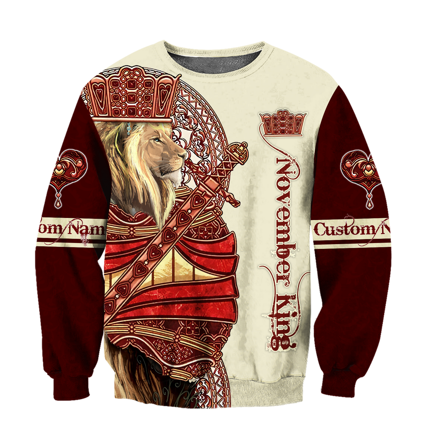 Custom Name November King Lion 3D All Over Printed Unisex Shirts