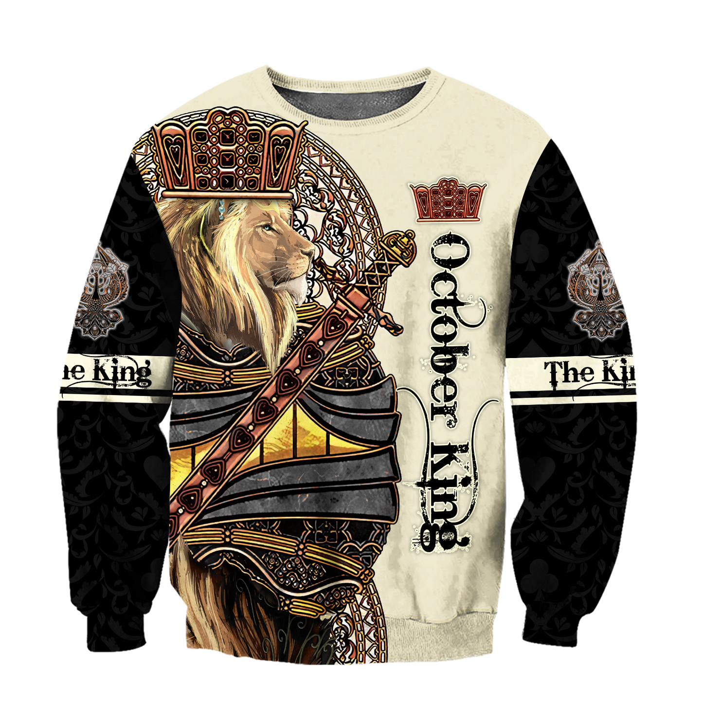 October Black King Lion 3D All Over Printed Unisex Shirts