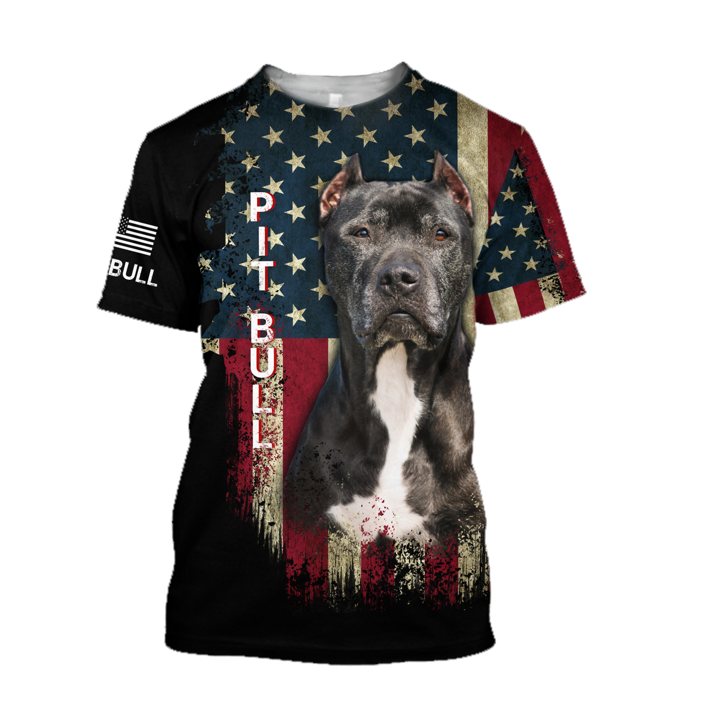 Pit Bull Terrier American Flag 3D All Over Print Hoodie