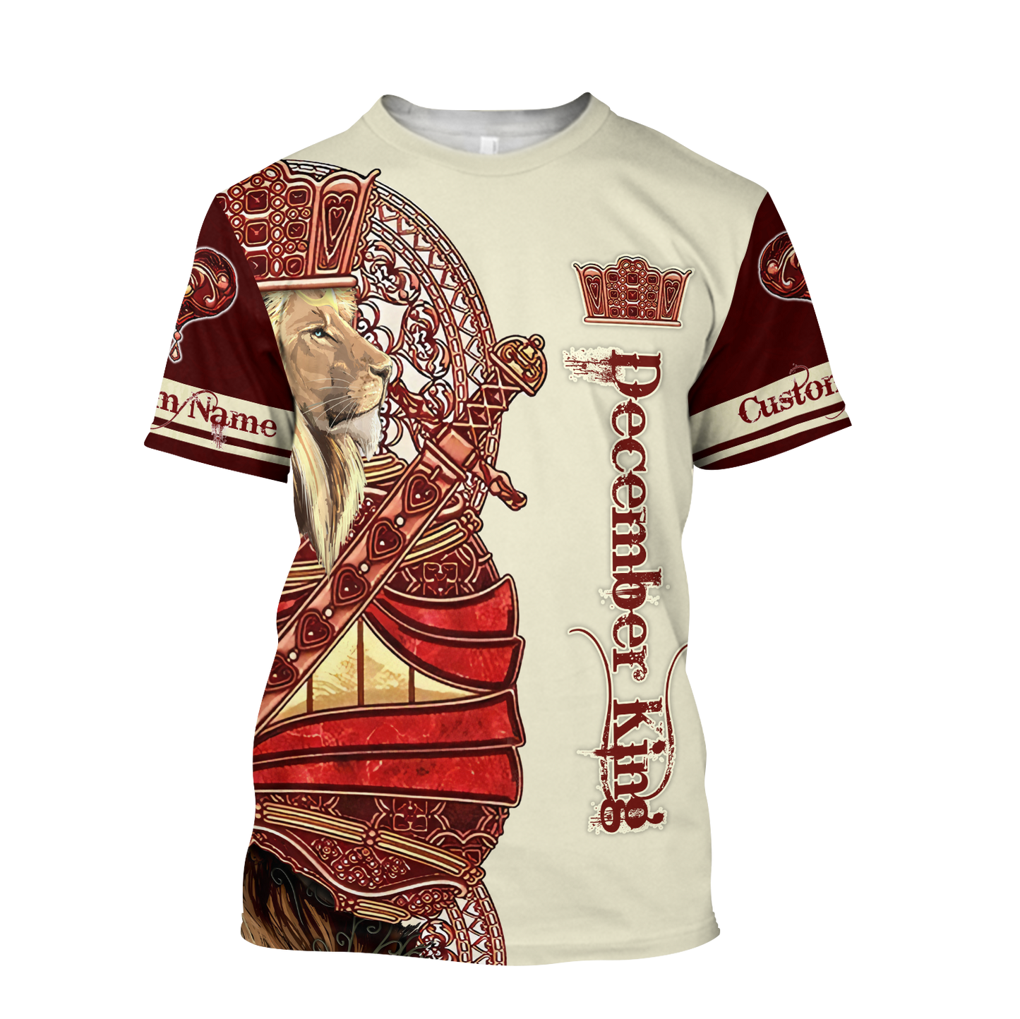 Custom Name December King Lion 3D All Over Printed Unisex Shirts