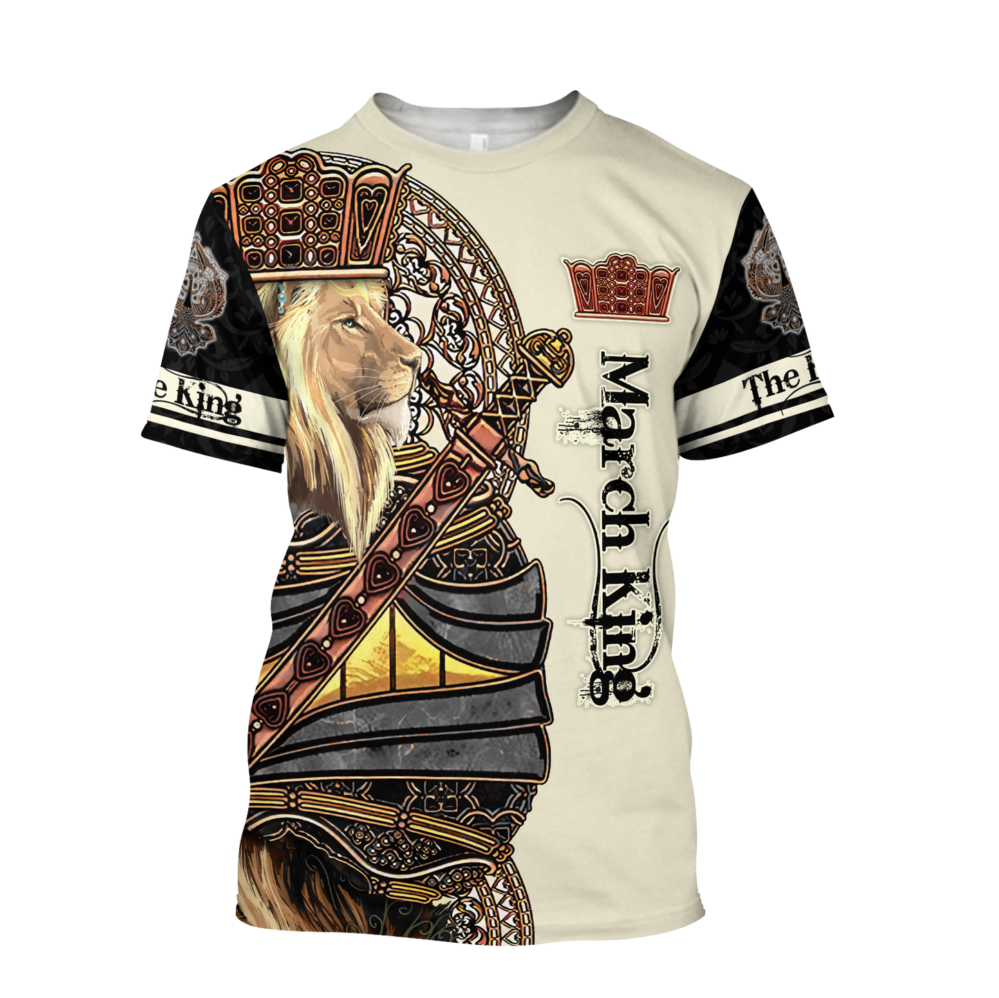 March Black King Lion 3D All Over Printed Unisex Shirts