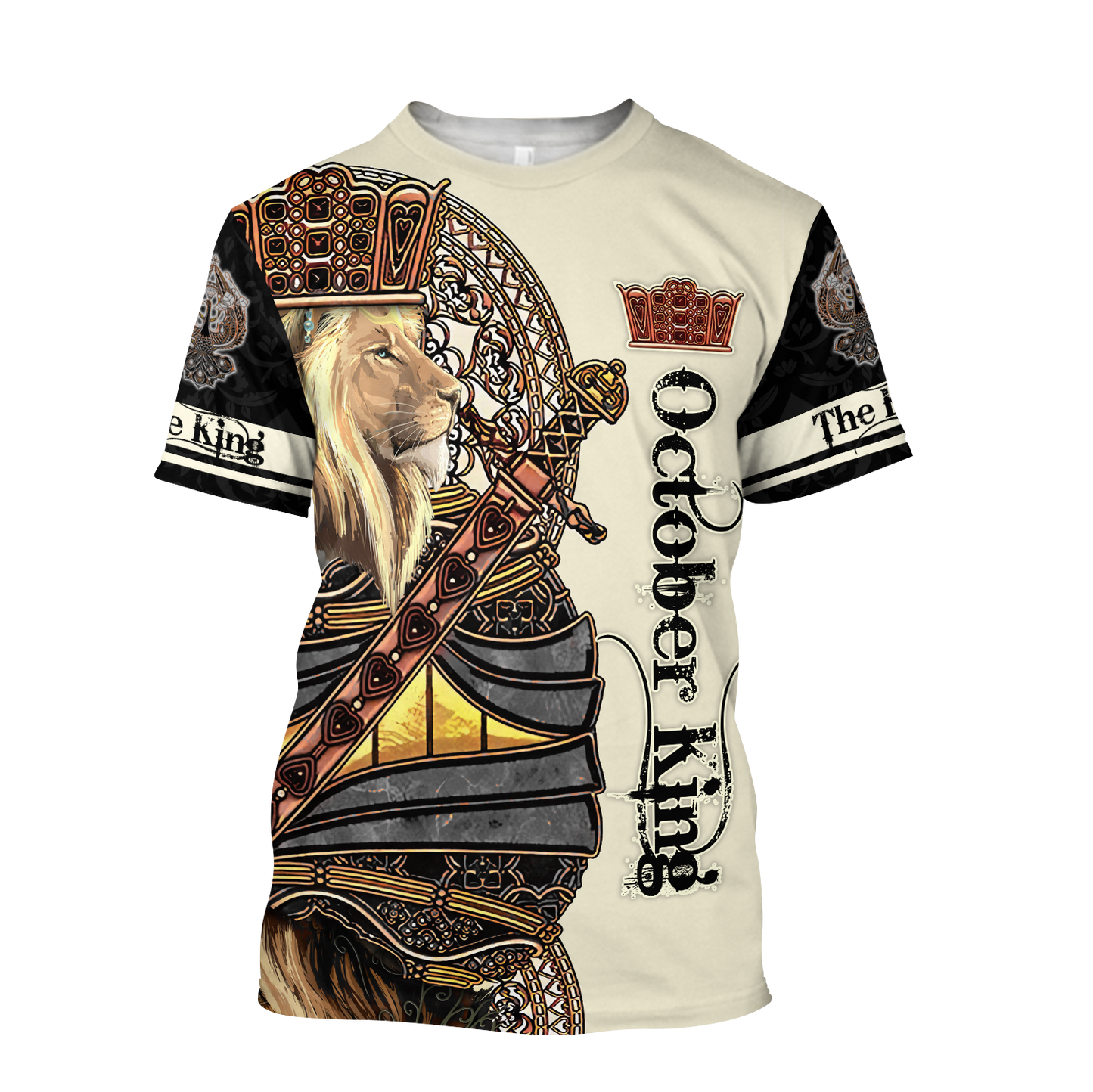 October Black King Lion 3D All Over Printed Unisex Shirts