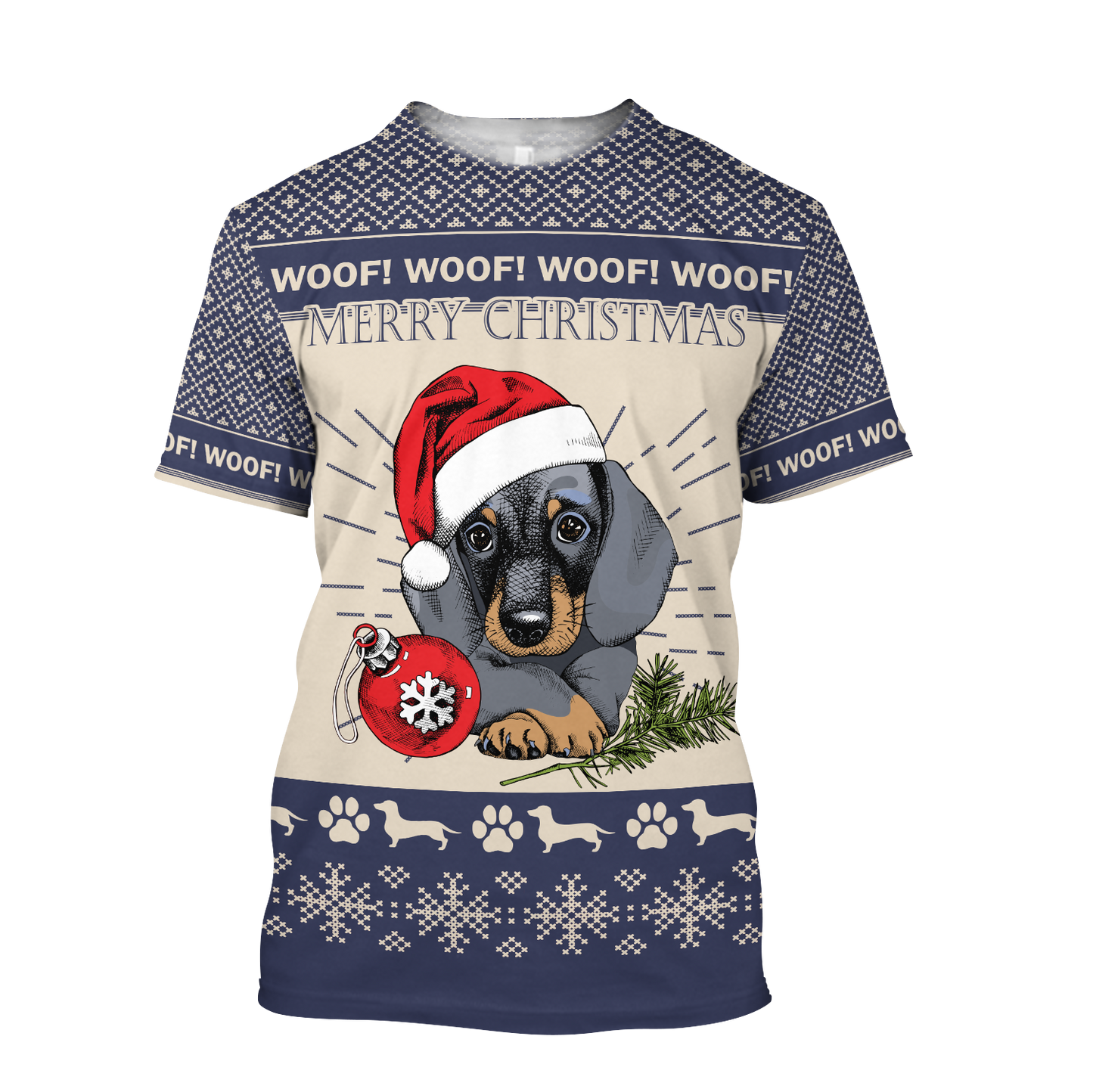 Premium Christmas Dachshund Dog Blue Unisex Shirts