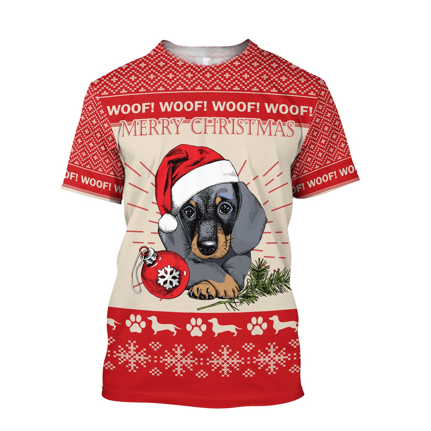 Premium Christmas Dachshund Dog Red Unisex Shirts