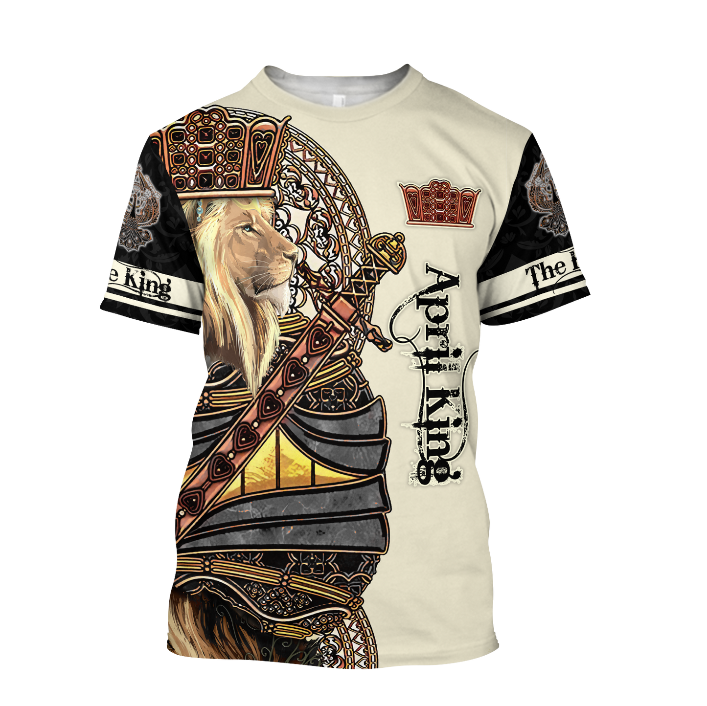 April Black King Lion 3D All Over Printed Unisex Shirts