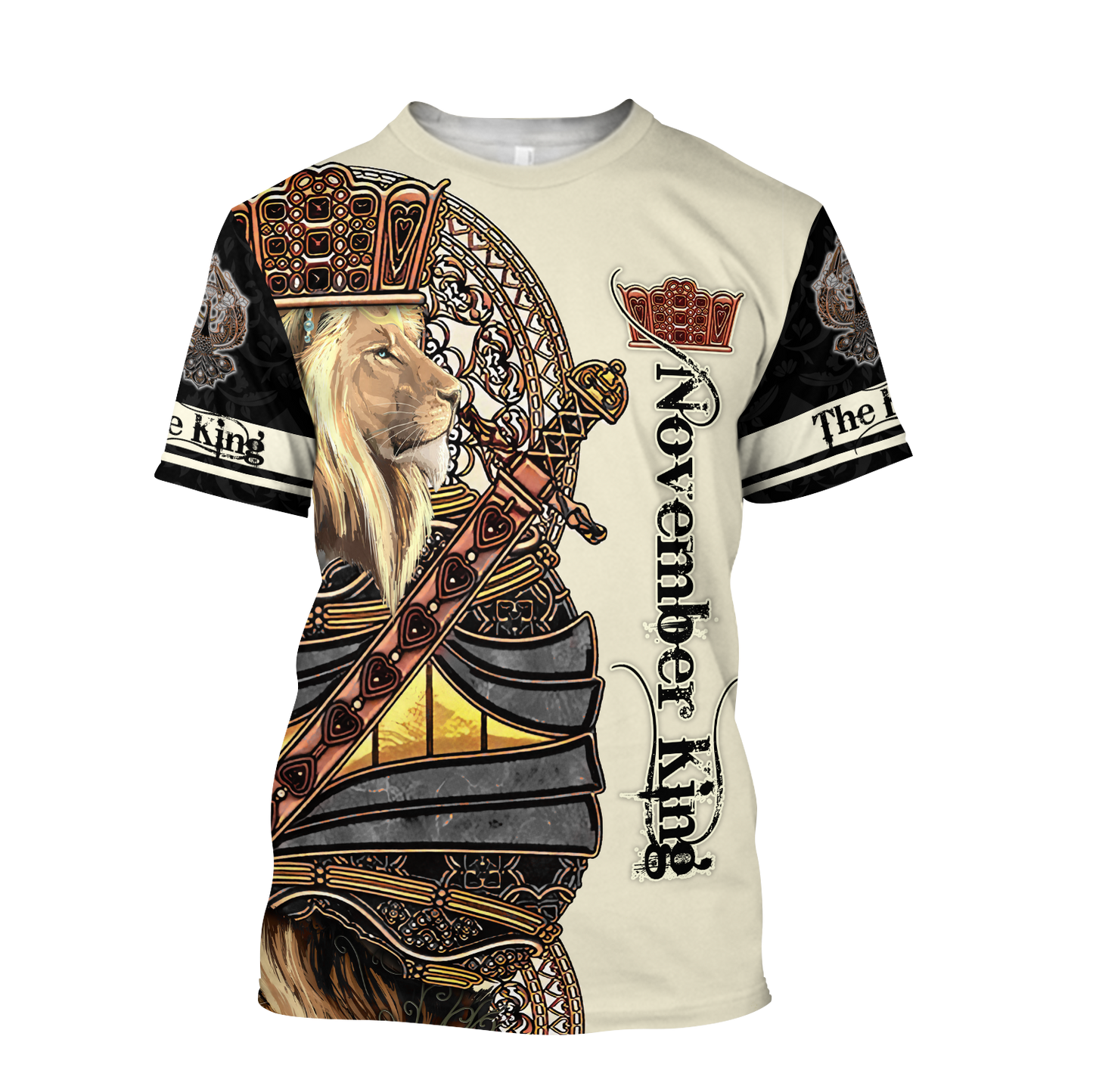 November Black King Lion 3D All Over Printed Unisex Shirts