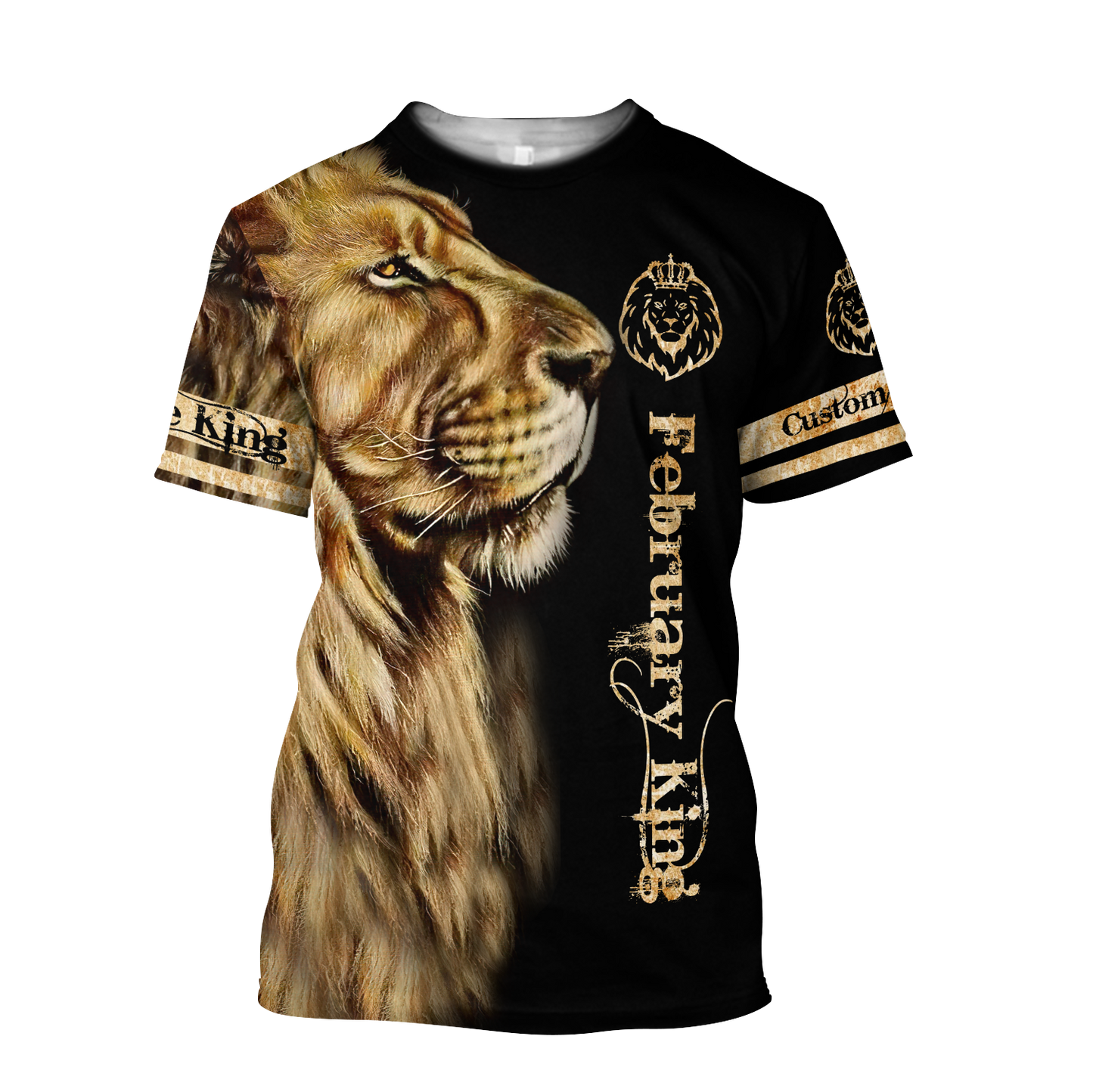 Custom Name February King Lion 3D All Over Printed Unisex Shirt