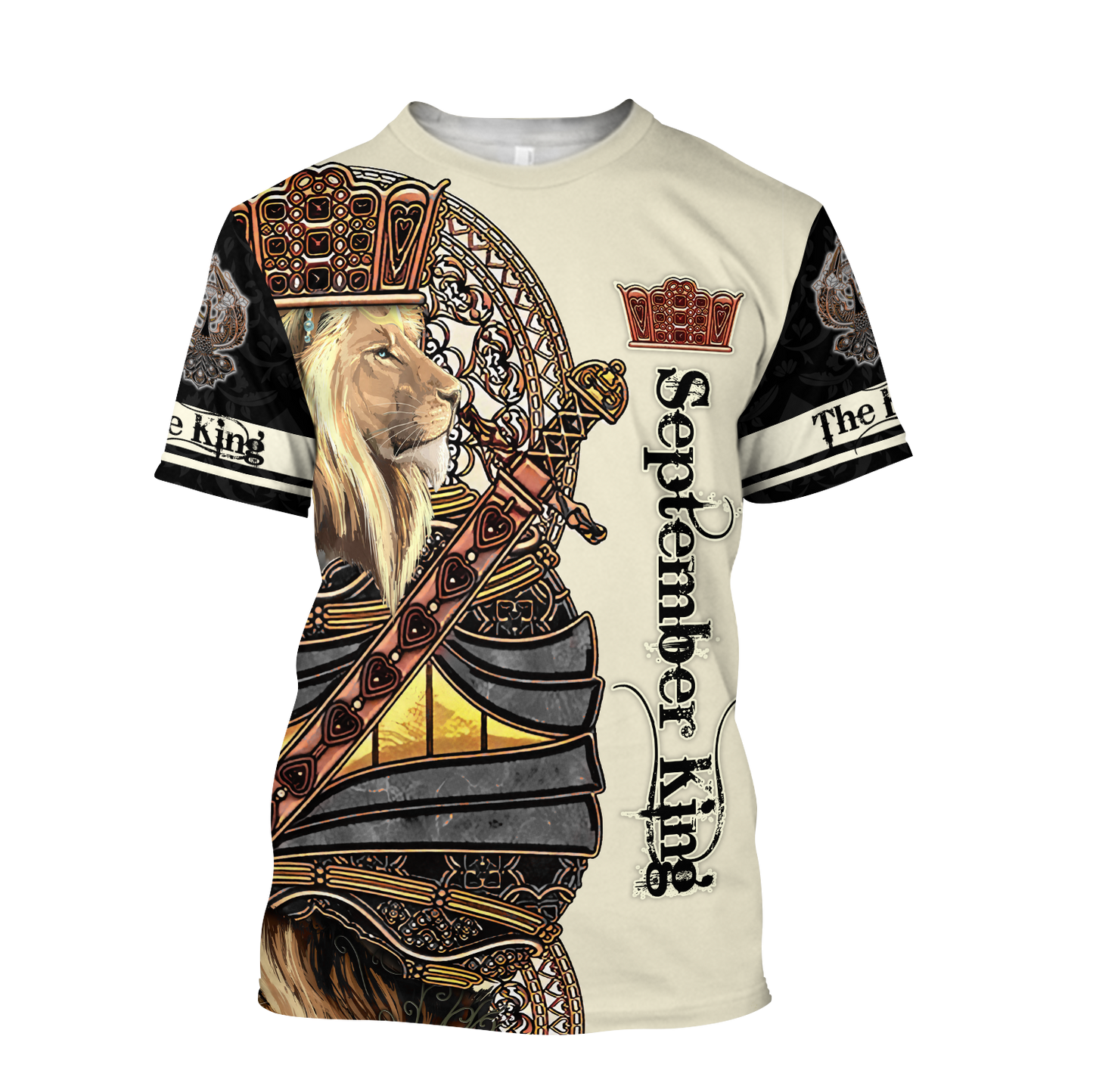 September Black King Lion 3D All Over Printed Unisex Shirts