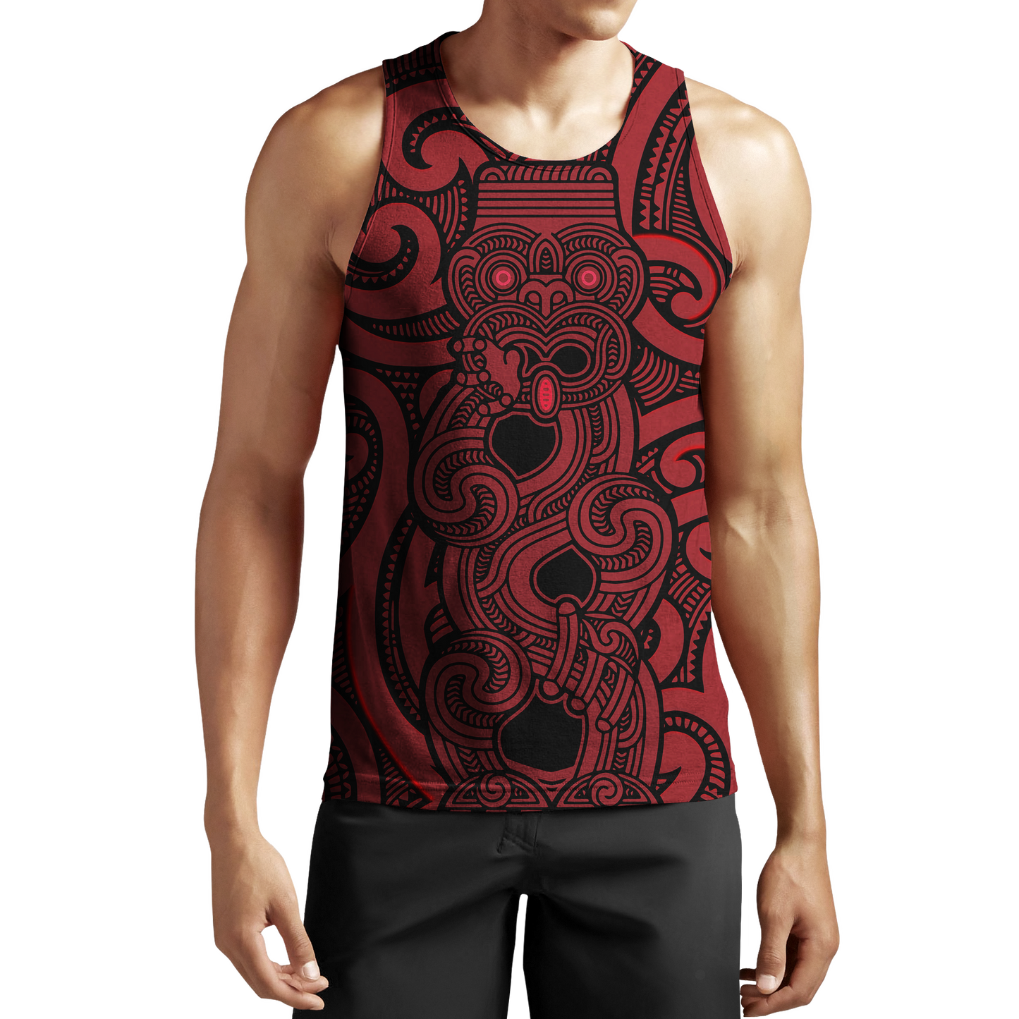 New Zealand Hoodie, Maori Gods Pullover Hoodie, Tumatauenga (God of War) - Red JJ140101 - Amaze Style™-Apparel
